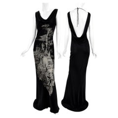 Vintage Alexander McQueen FW 2007 “Castle & Skeleton Fairy” Silk Black Gown 42