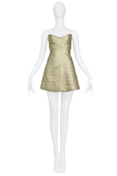 Vintage Alexander McQueen Gold Leather Armor Runway 2007 Dress