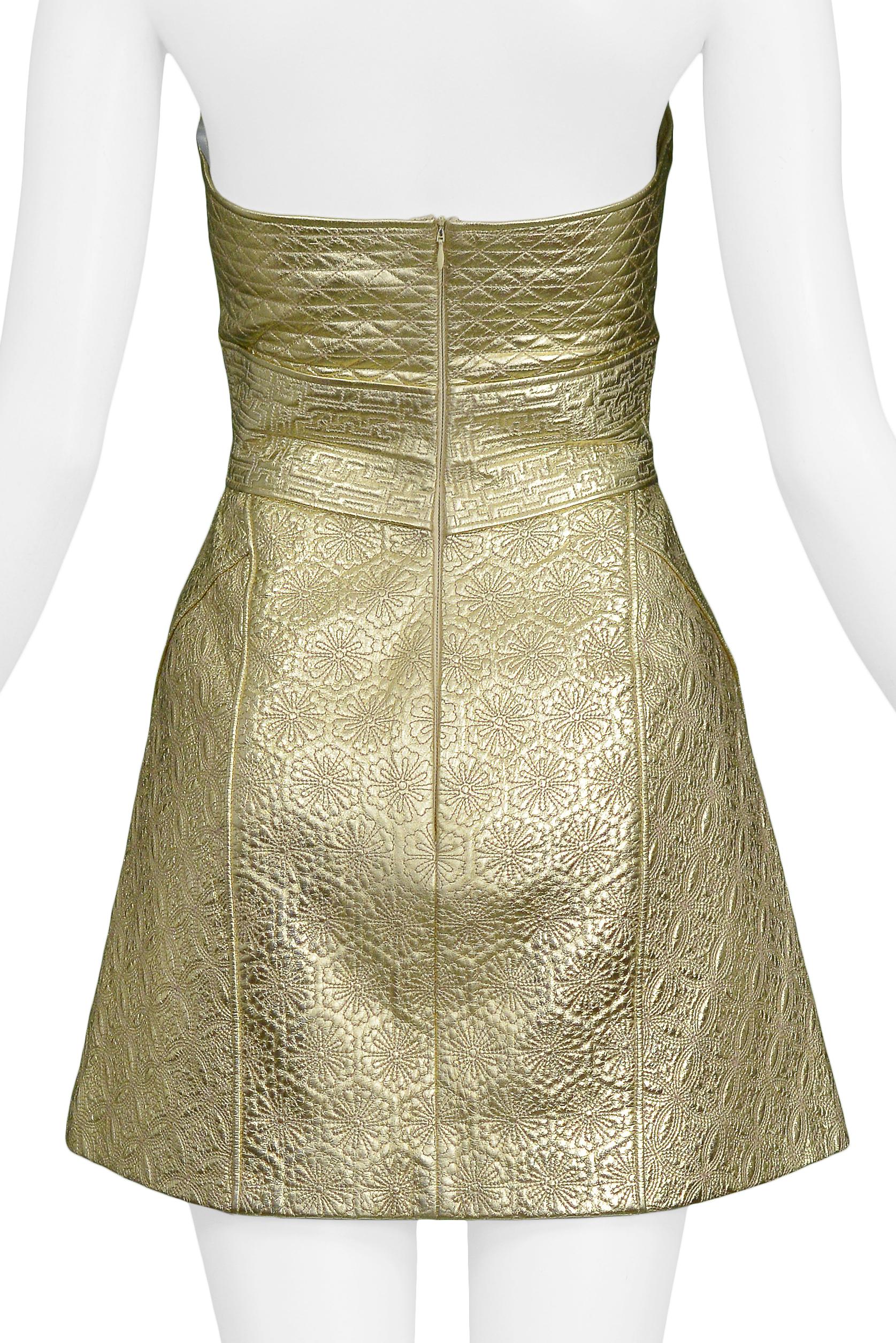 Vintage Alexander McQueen Gold Leather Armor Runway 2007 Dress  In Excellent Condition In Los Angeles, CA