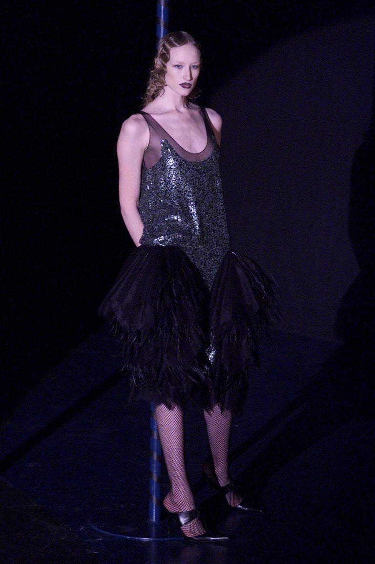 Vintage Alexander McQueen Green Camo Sequin Embellished Gown AW 2001 at