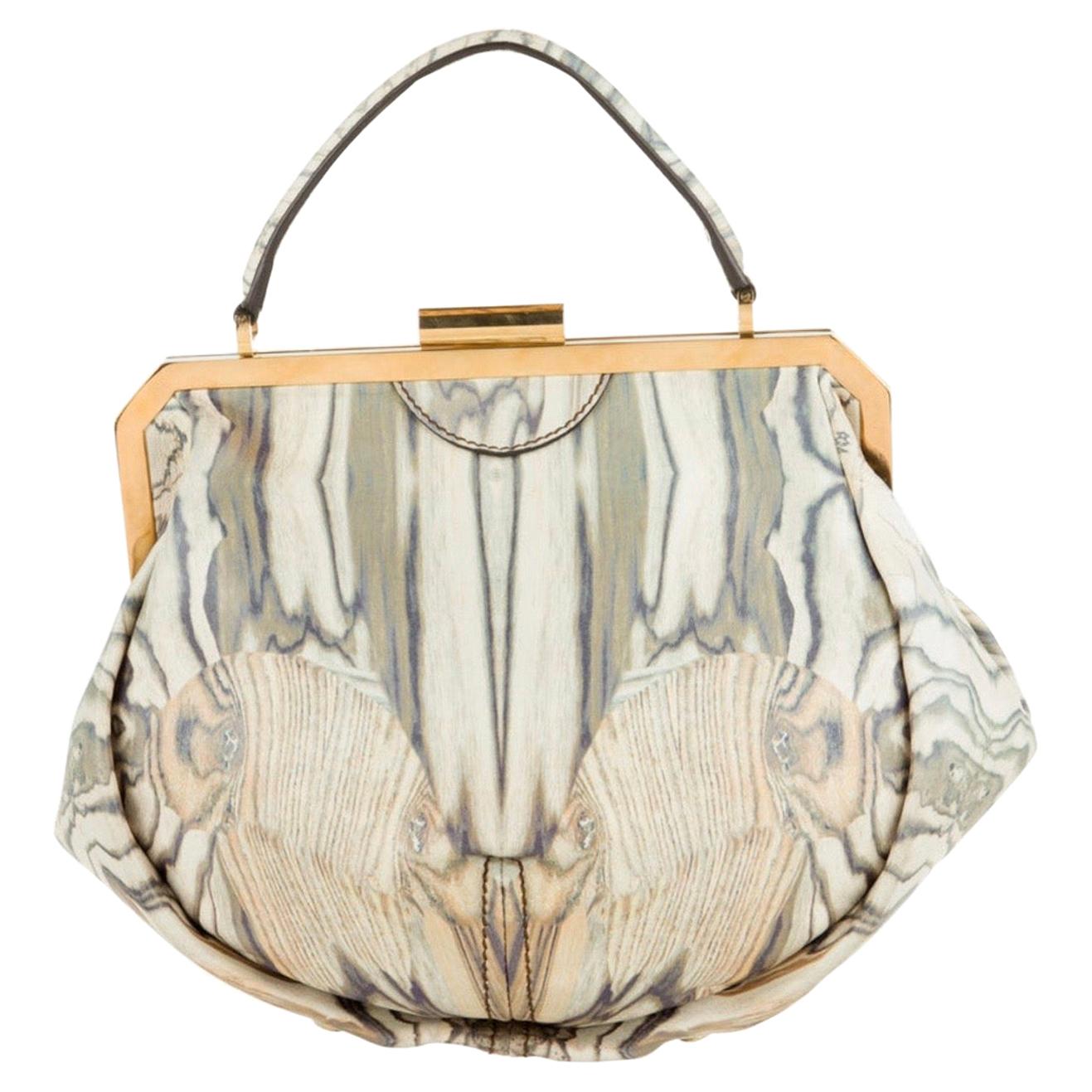 Vintage Alexander McQueen Leather Butterfly Printed Handbag