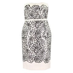 Vintage ALEXANDER MCQUEEN Optic White Silk and Laser-cut patent-leather dress