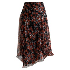 Vintage-Seidenrock von Alexander McQueen, Frühjahr/Sommer 2003, mit schwarz-rotem Kirschmuster