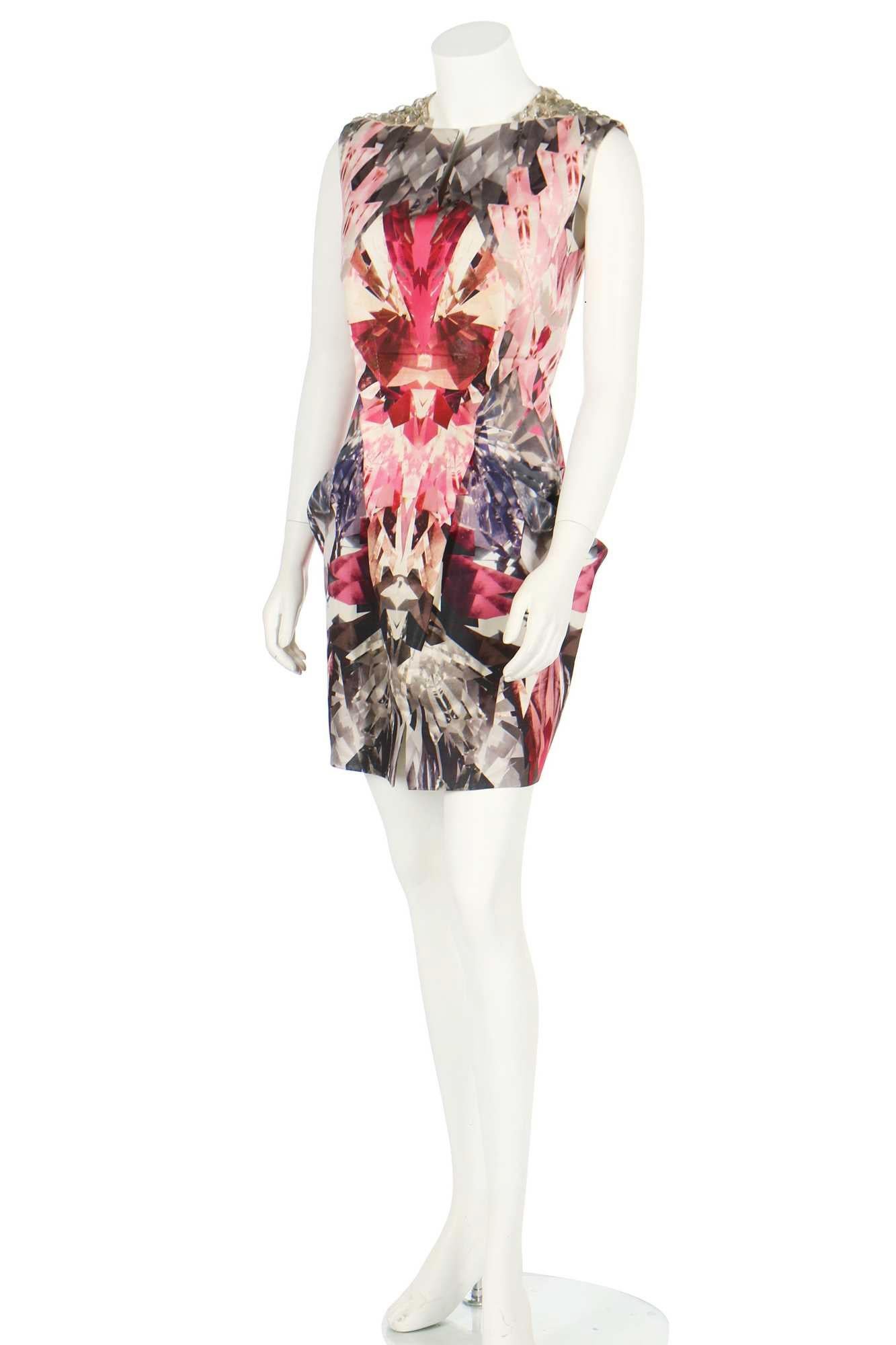 Vintage Alexander McQueen SS 2009 Kaleidoscope Swarovski Crystal Dress 46 In Excellent Condition For Sale In Montgomery, TX