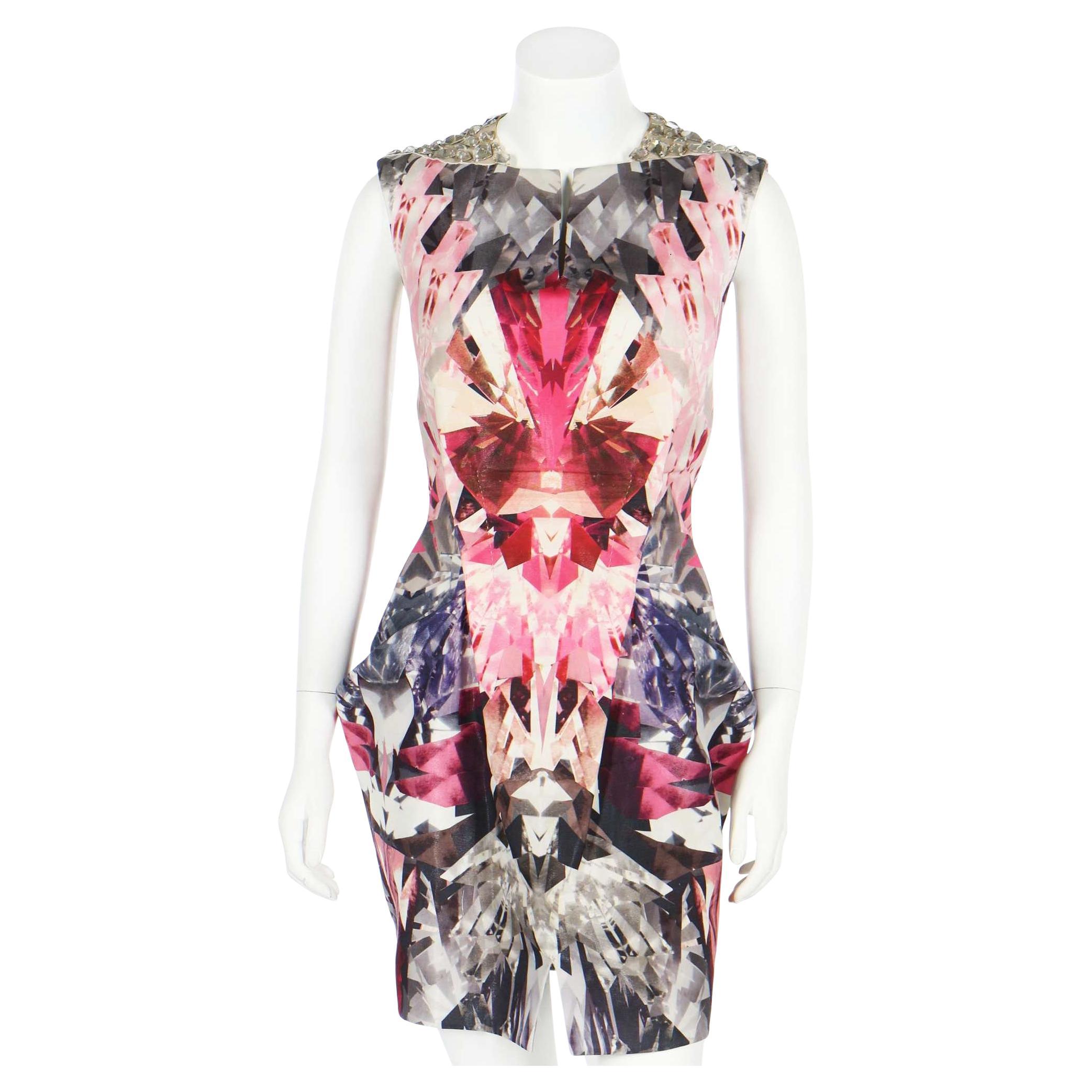 Vintage Alexander McQueen SS 2009 Kaleidoscope Swarovski Crystal Dress 46 For Sale