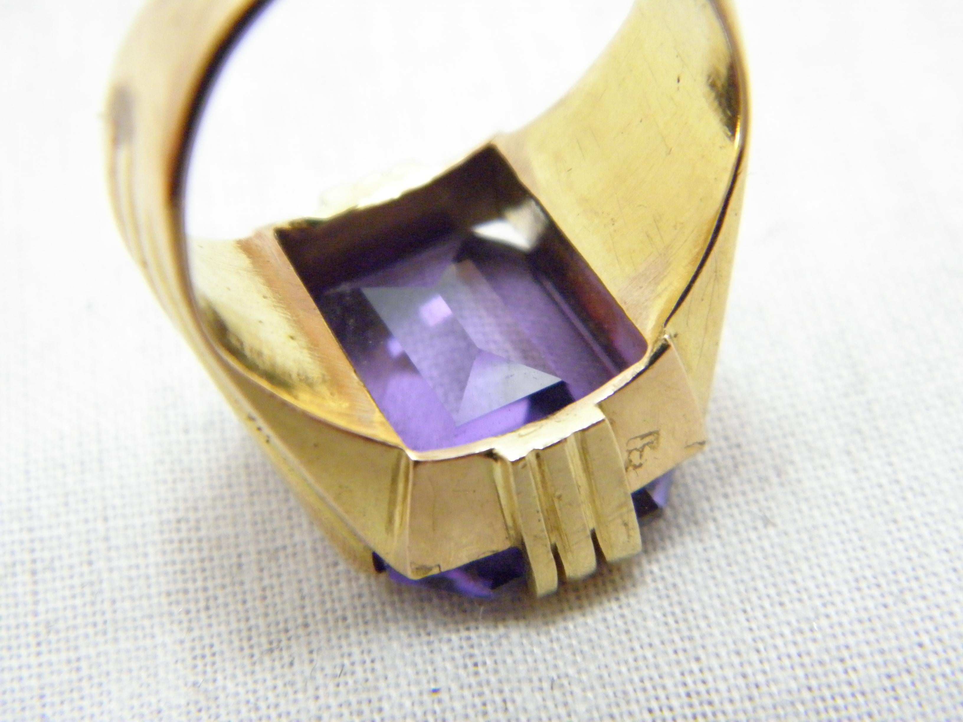 Vintage Alexandrite 18ct Gold Statement Signet Ring Size P 7.75 750 Purity Heavy 2