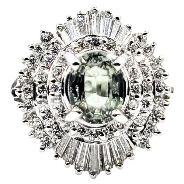 Anello a doppio anello con alessandrite e diamante vintage in platino