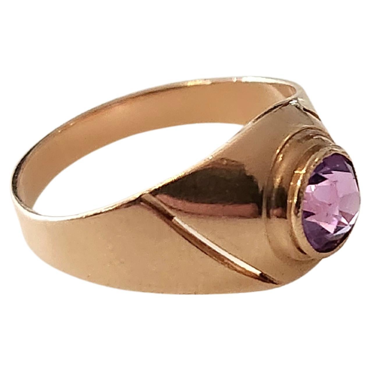 Vintage Alexandrite Gold Solitaire Ring For Sale 2
