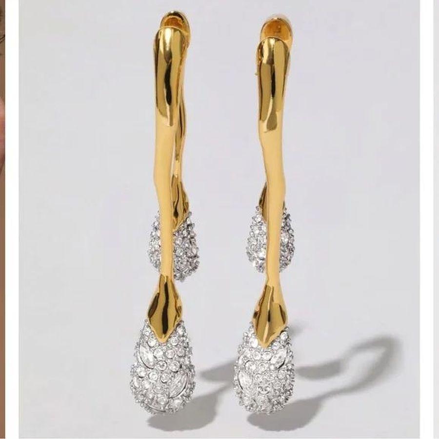 Vintage Alexis Bittar Designer Solanales Vintage Doppel-Tropfen-Ohrringe aus Kristall mit Frontrücken im Zustand „Neu“ im Angebot in Montreal, QC