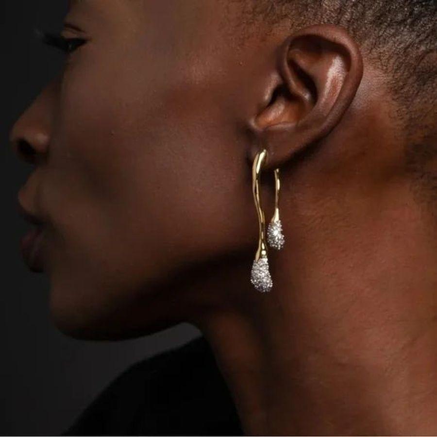 Modern Vintage Alexis Bittar Designer Solanales Crystal Front Back Double Drop Earrings For Sale