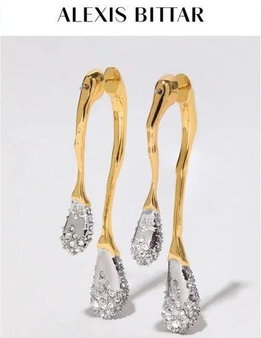 Round Cut Vintage Alexis Bittar Designer Solanales Crystal Front Back Double Drop Earrings For Sale