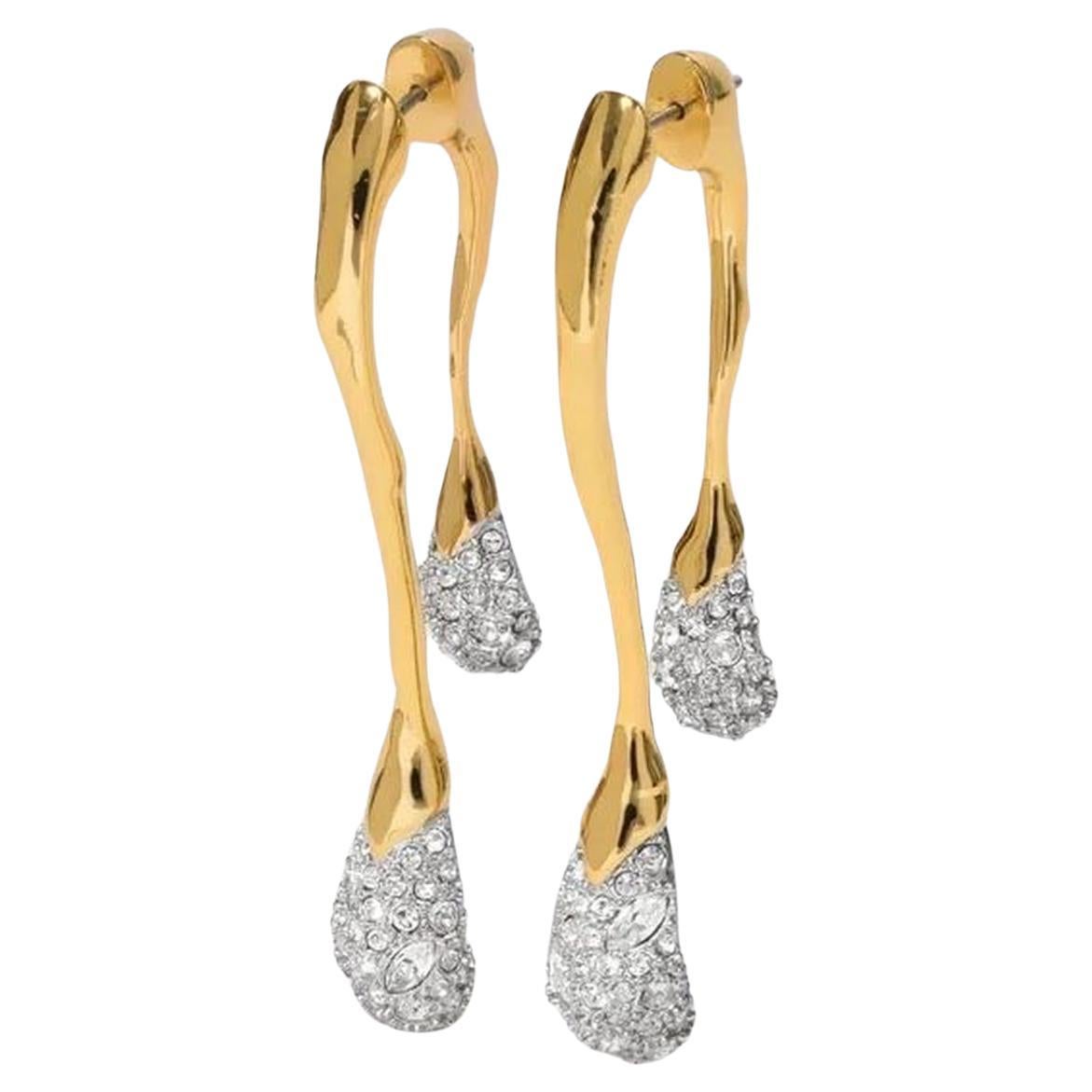 Vintage Alexis Bittar Designer Solanales Crystal Front Back Double Drop Earrings For Sale