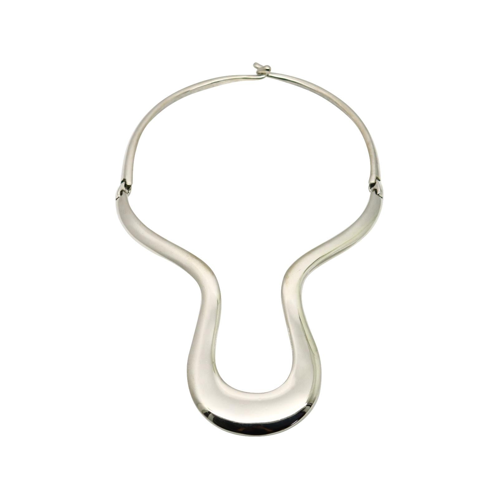 Modern Vintage Alexis Kirk Articulated Silver Tone Choker Necklace Circa 1980s For Sale