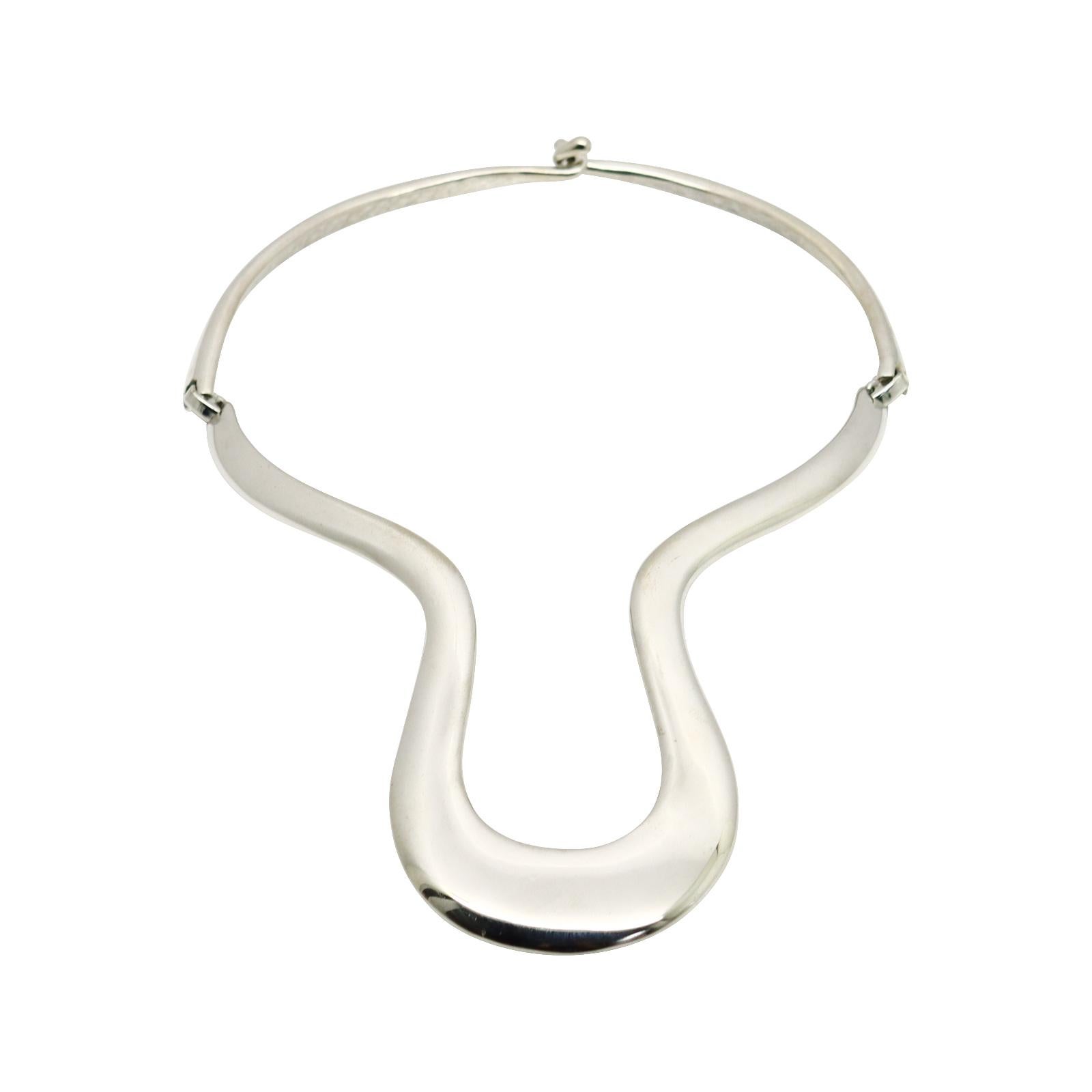 Women's or Men's Vintage Alexis Kirk Articulated Silver Tone Choker Necklace Circa 1980s For Sale