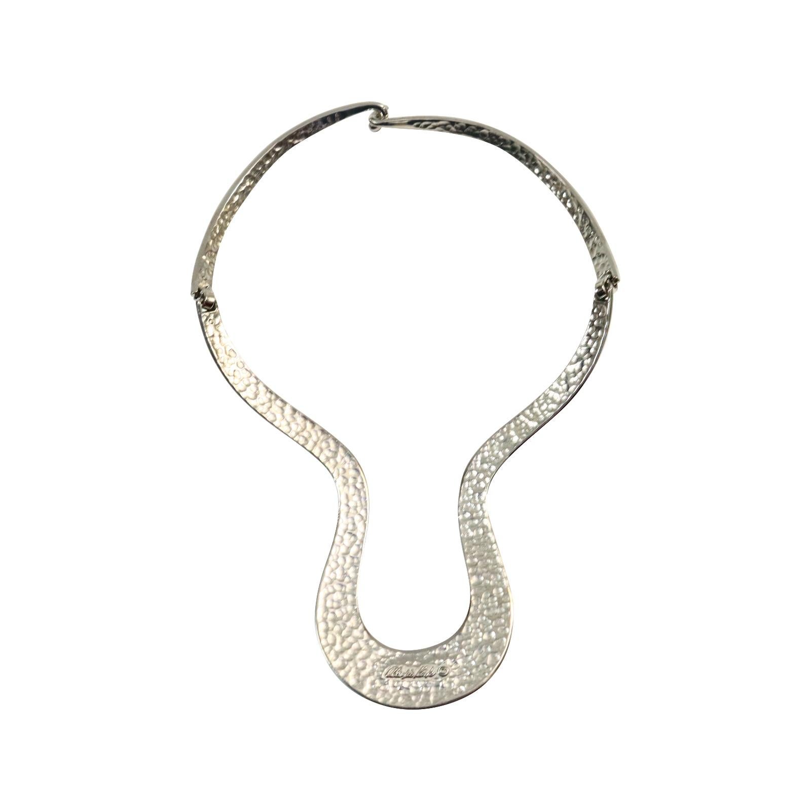 Vintage Alexis Kirk Articulated Silver Tone Choker Necklace Circa 1980s For Sale 1