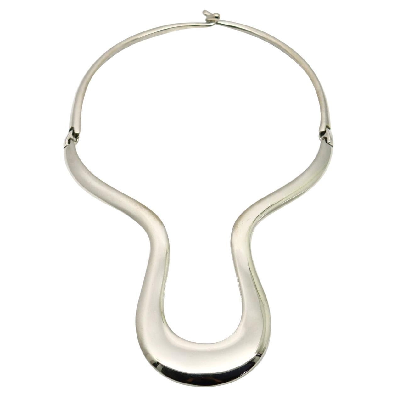 Vintage Alexis Kirk Articulated Silver Tone Choker Necklace Circa 1980s