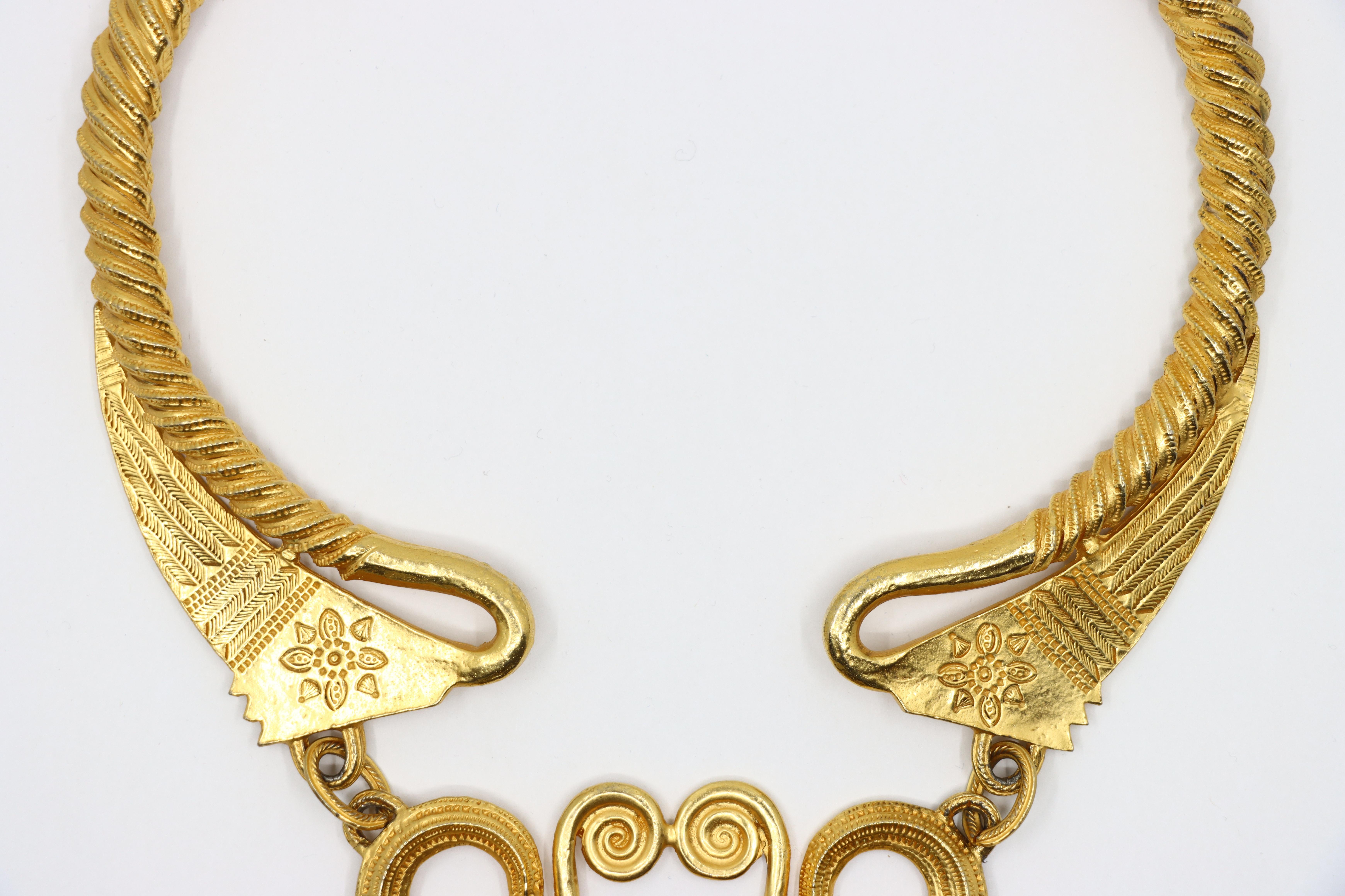 Women's or Men's Vintage Alexis Kirk Gold Tone Festoon Bib Choker For Sale