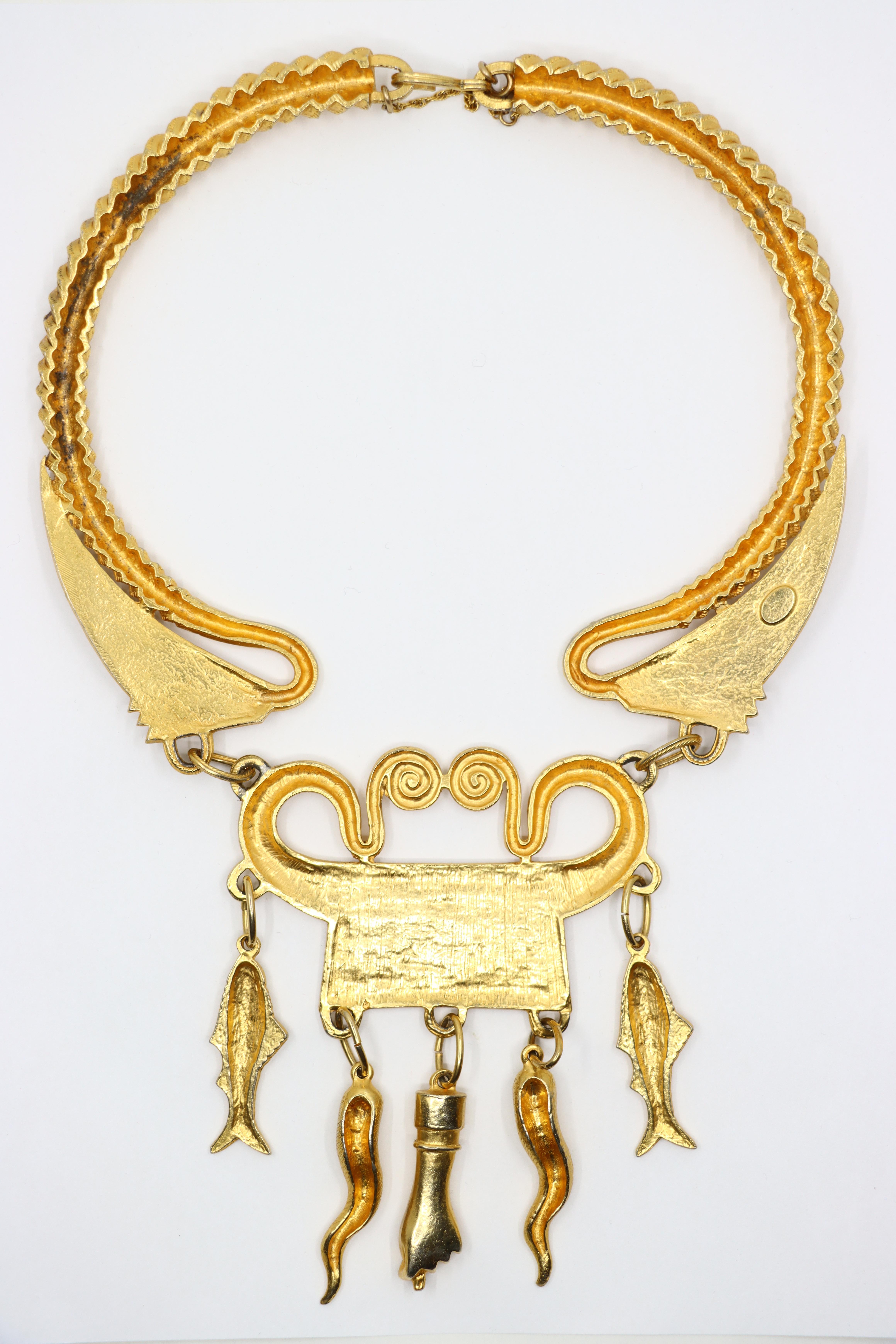Vintage Alexis Kirk Gold Tone Festoon Bib Choker For Sale 5