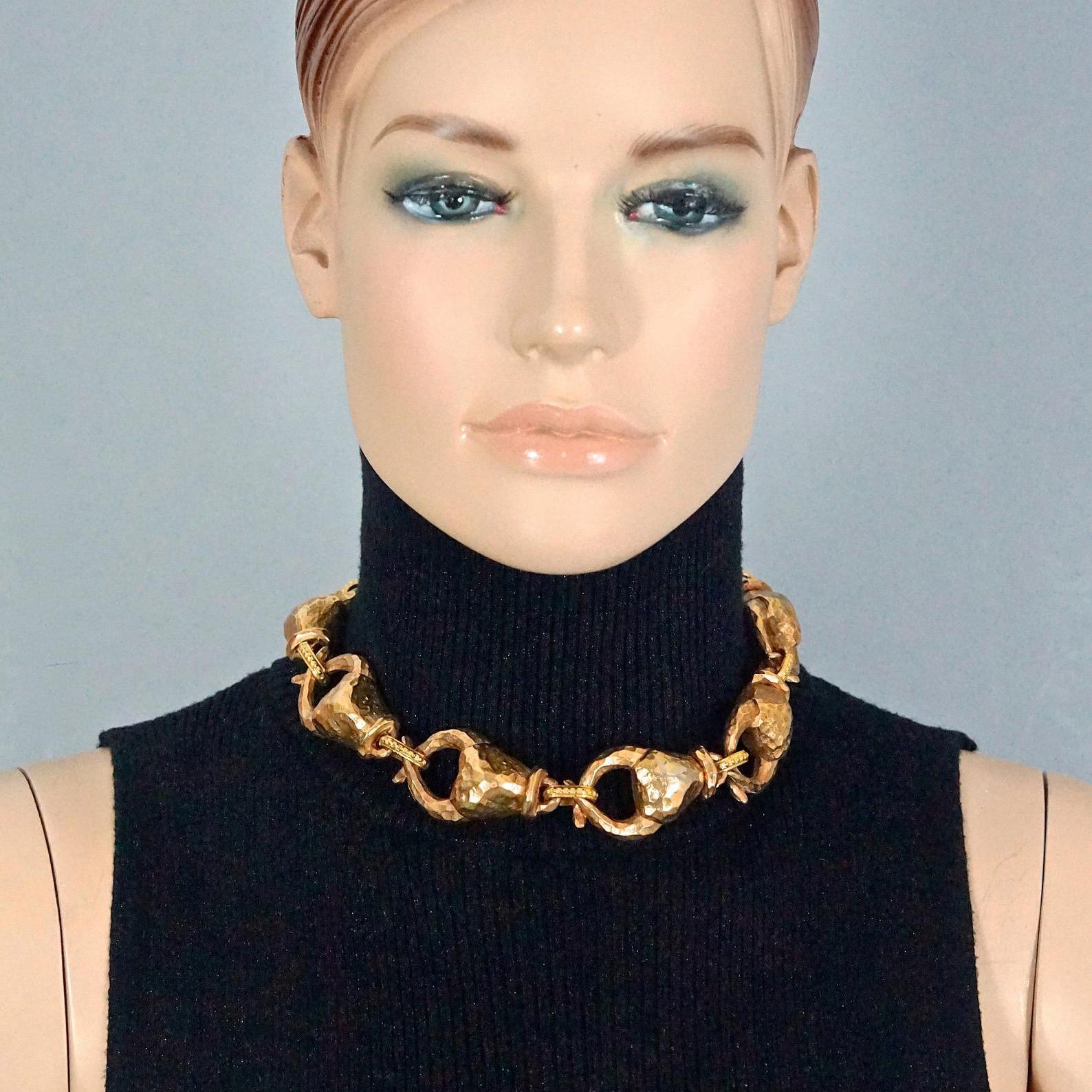 Vintage ALEXIS LAHELLEC PARIS Hammered Claw Choker Necklace In Excellent Condition For Sale In Kingersheim, Alsace