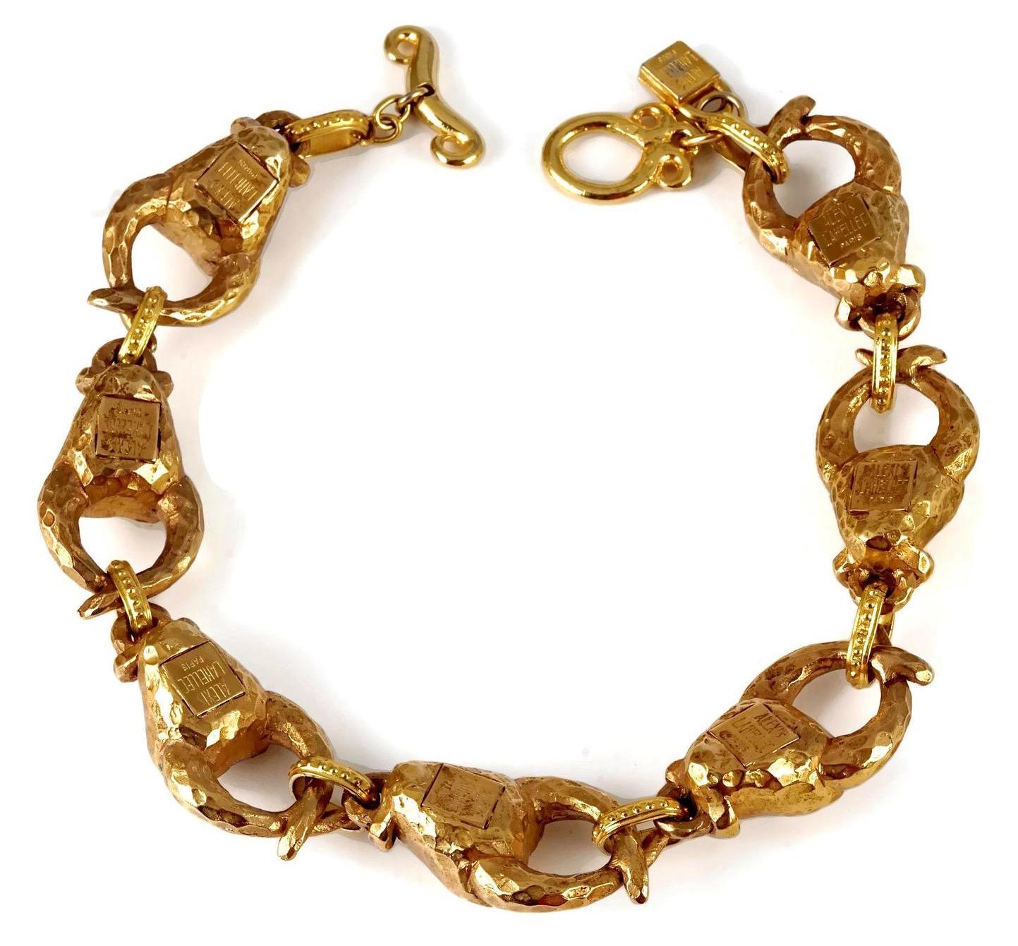 Vintage ALEXIS LAHELLEC PARIS Hammered Claw Choker Necklace For Sale 2