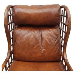 Vintage Alexvale Webbed  Rattan and Wicker Armchair with Leather Cushions