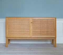 Vintage Alf Svensson Sideboard in Oak and Cane with Two Doors, Sweden, 1950s