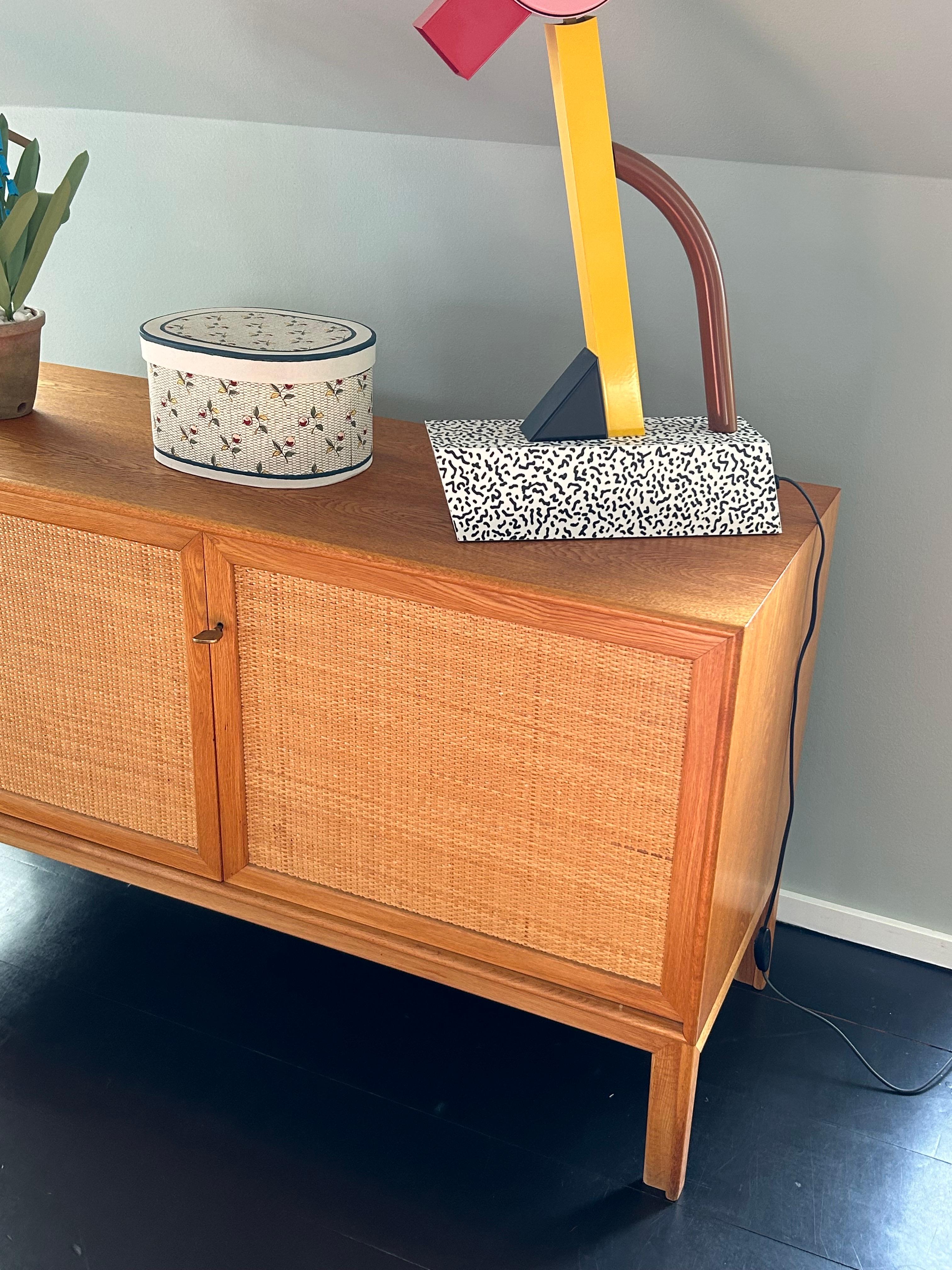 Swedish Vintage Alf Svensson Sideboard in Oak and Cane with Two Doors, Sweden, 1950s For Sale