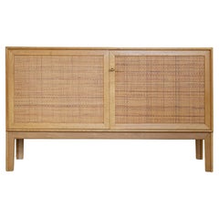 Vintage Alf Svensson Sideboard in Oak and Cane with Two Doors, Sweden, 1950s
