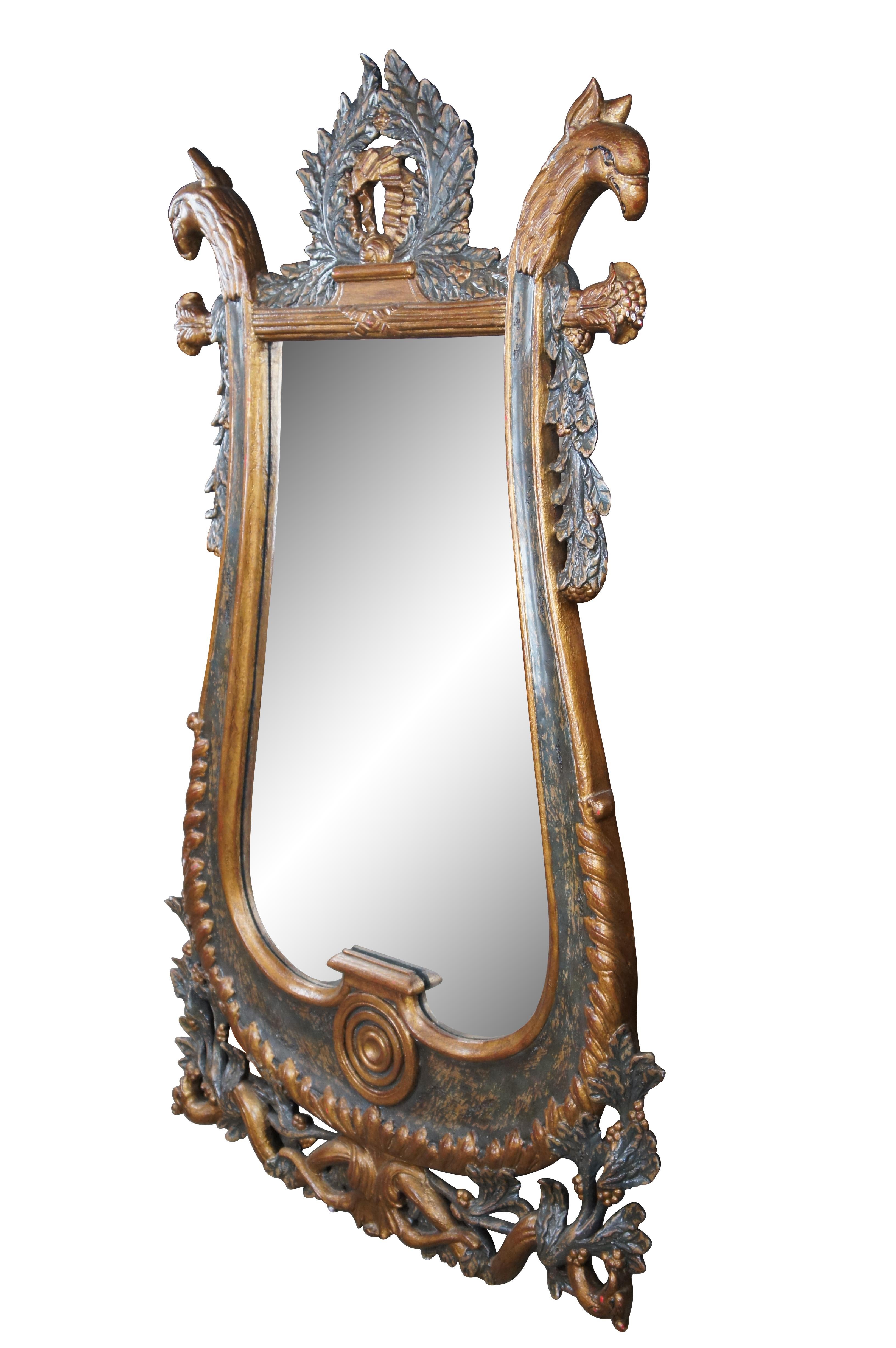 Miroir mural lyre figuratif français de style Louis XVI en acajou vintage Alfonso Marina Bon état - En vente à Dayton, OH