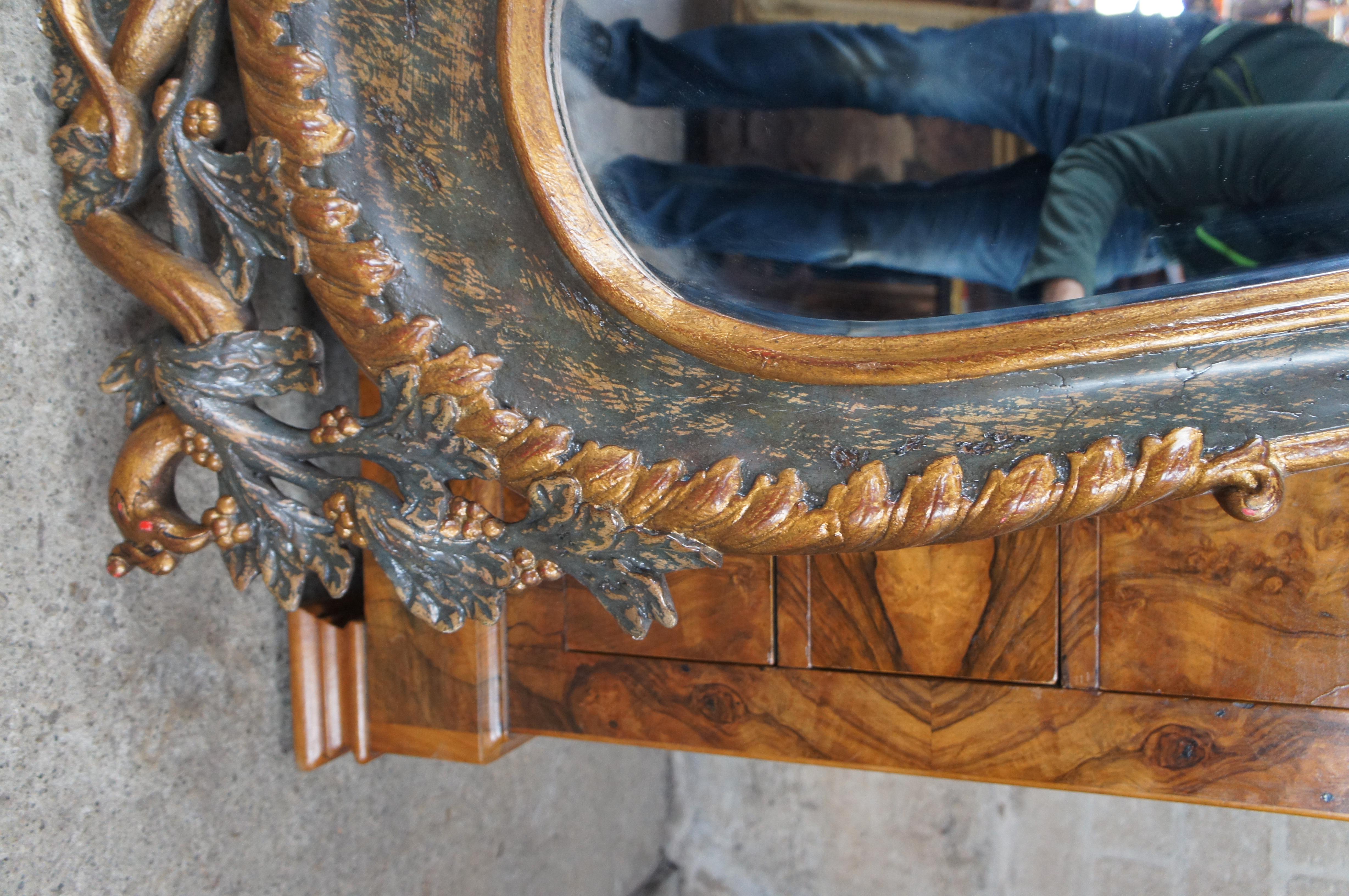 Miroir mural lyre figuratif français de style Louis XVI en acajou vintage Alfonso Marina en vente 3