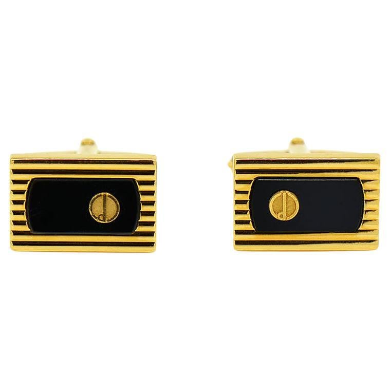 Vintage Alfred Dunhill Black Onyx Cuff Links For Sale