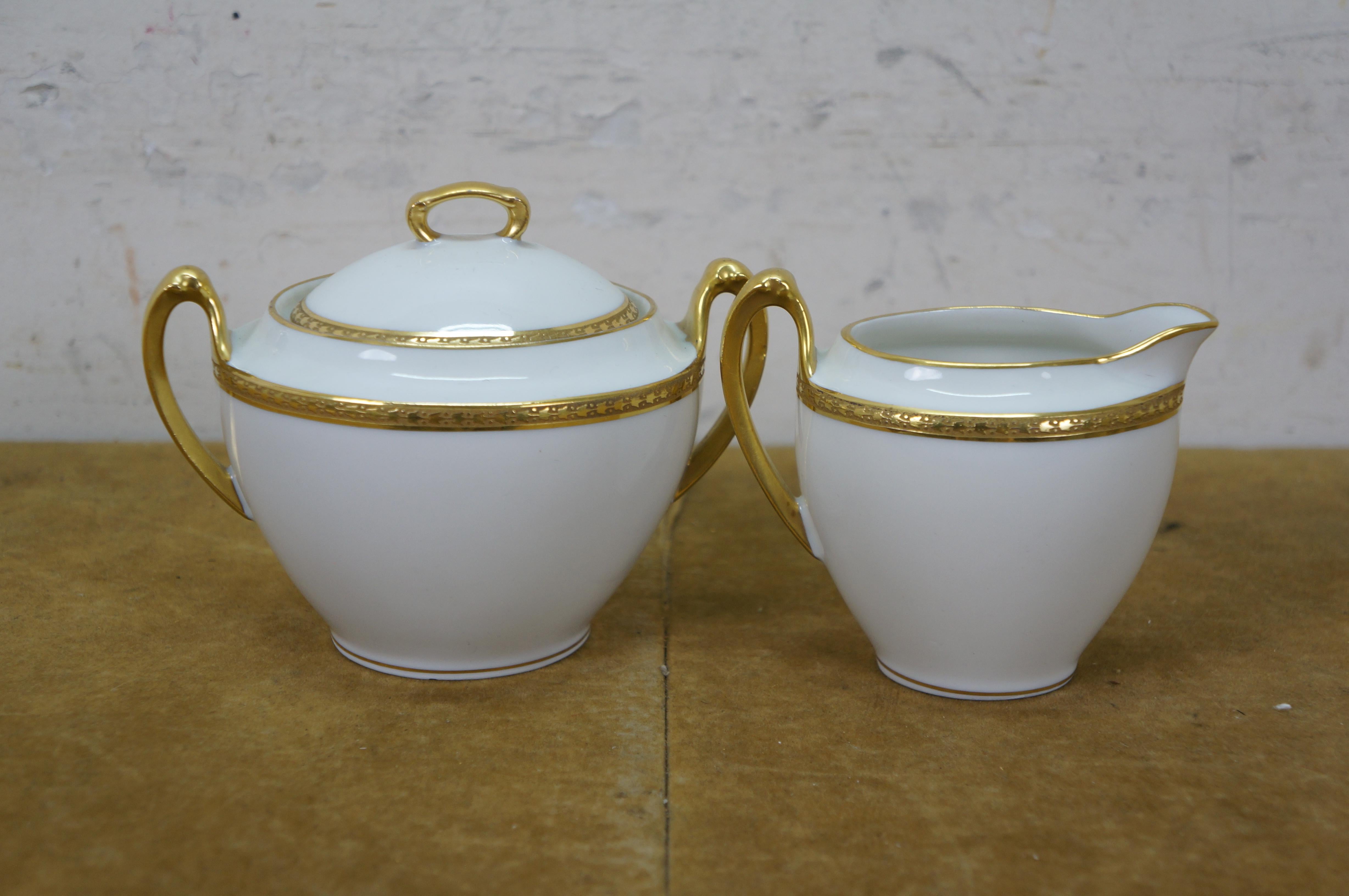 Vintage Alfred Lanternier French Limoges 99 Pc Gold Encrusted China Dinnerware For Sale 7
