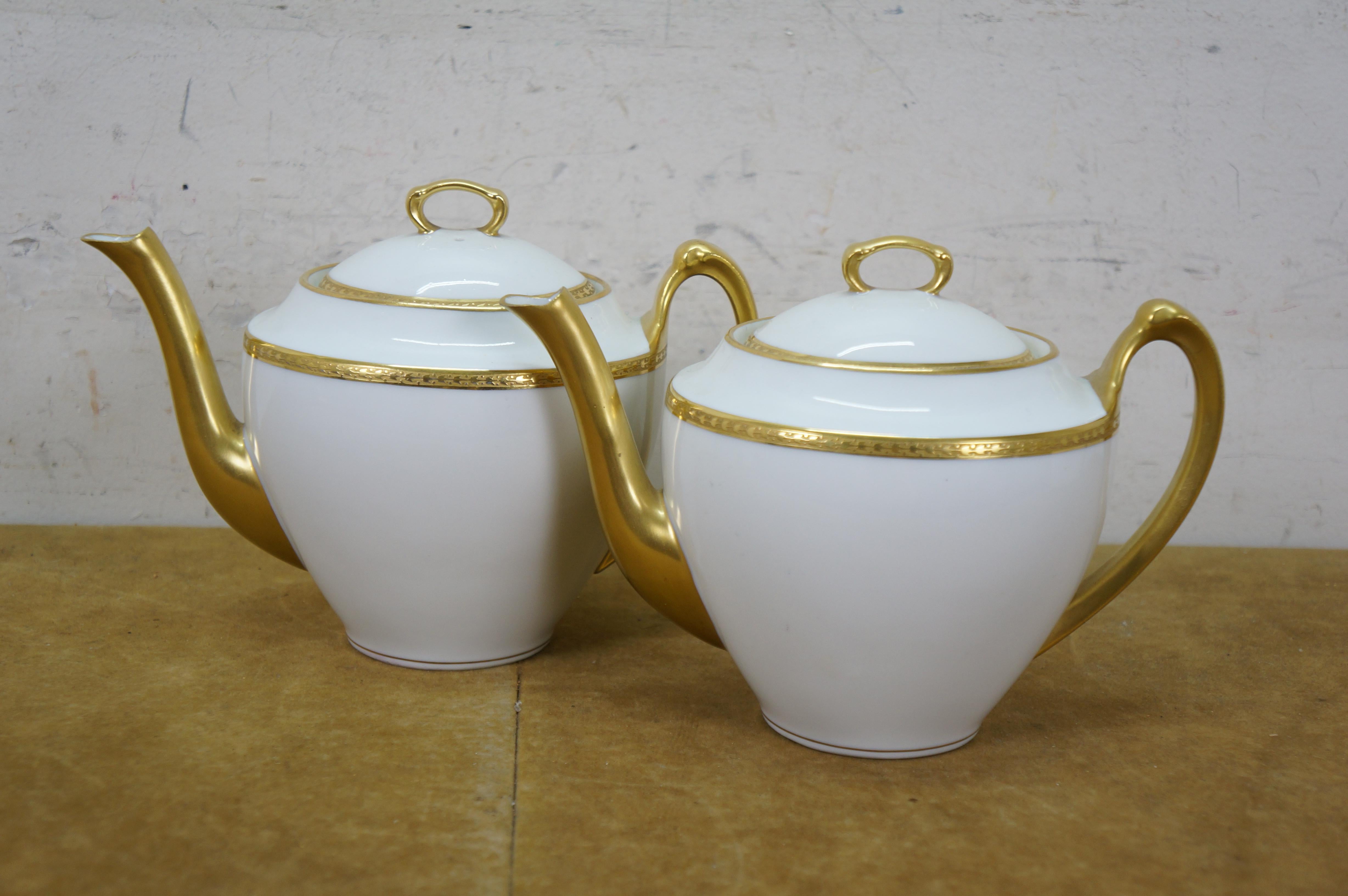 Vintage Alfred Lanternier French Limoges 99 Pc Gold Encrusted China Dinnerware For Sale 10