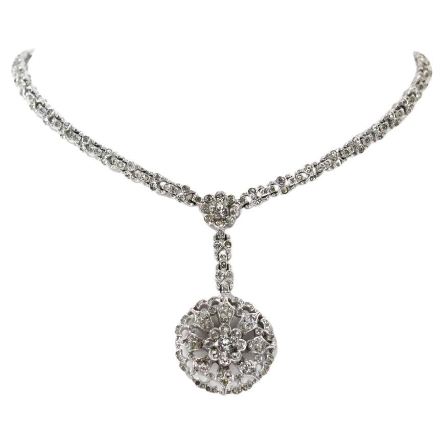 Vintage Alfred Phillipe Trifari  Drop Necklace Circa Circa 1940's In Good Condition For Sale In New York, NY