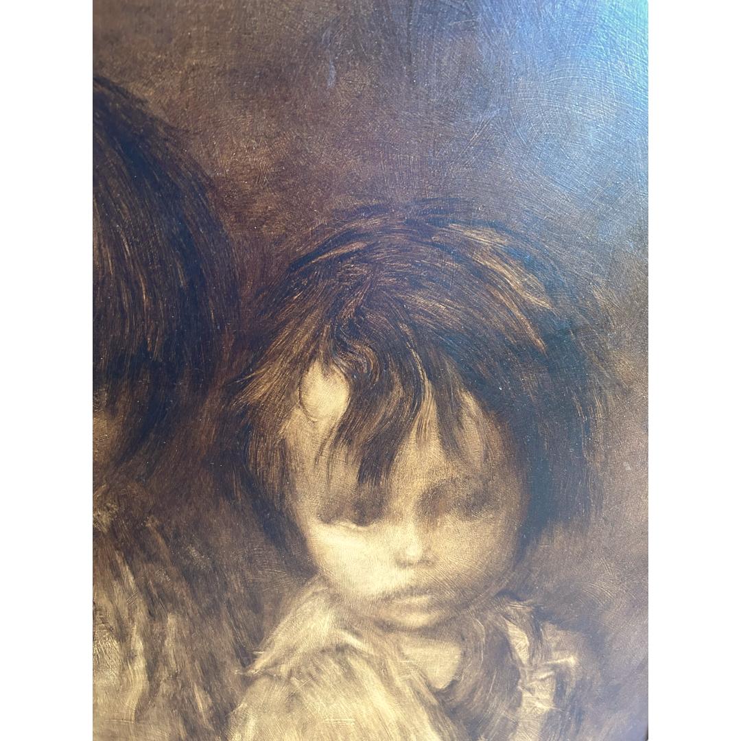 Vintage Alfred Sussi “Two Children” Oil on Masonite Board In Good Condition For Sale In Naples, FL