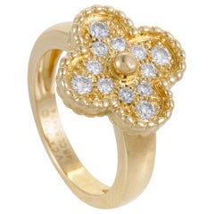 Vintage Alhambra 18 Karat Yellow Gold Diamond Ring