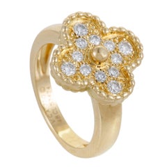 Vintage Alhambra 18 Karat Yellow Gold Diamond Ring