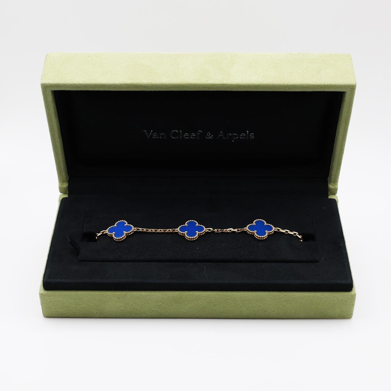 Bracciale Alhambra vintage, 5 motivi, oro giallo In condizioni ottime a Los Angeles, CA