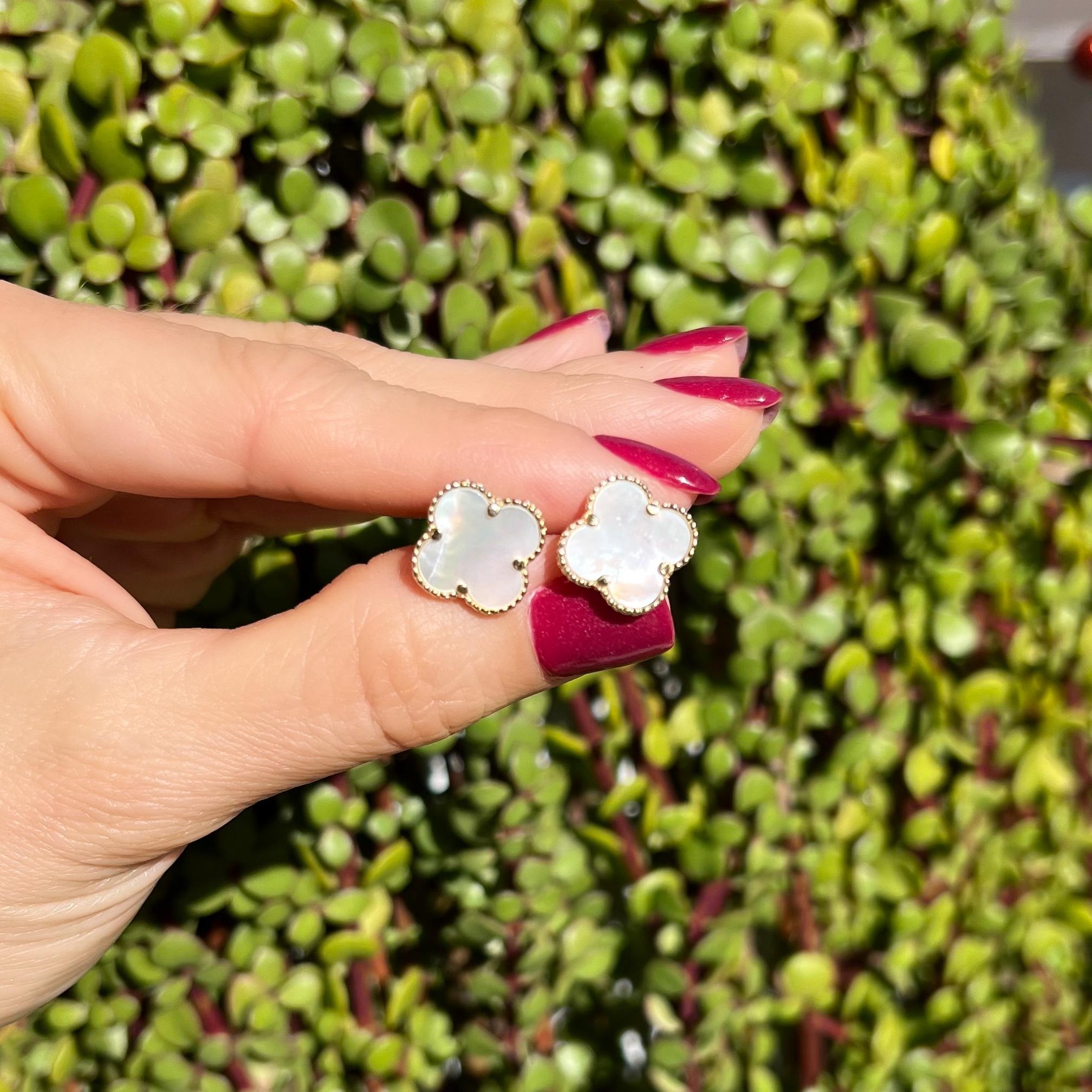 clover mother of pearl earrings