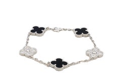 Vintage Alhambra Diamond & Onyx 5 Motif Bracelet