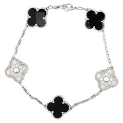 Vintage Alhambra Diamond & Onyx 5 Motif Bracelet