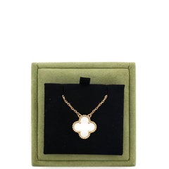 Vintage Alhambra Pendant Necklace 18K Yellow Gold and Mother of Pearl