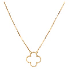 Vintage Alhambra Pendant Necklace 18K Yellow Gold and Mother of Pearl