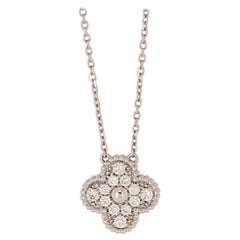 Vintage Alhambra-Halskette mit Anhänger, 18KW Gold mit Diamanten