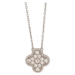 Vintage Alhambra Pendant Necklace 18KW Gold with diamonds