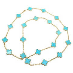 Vintage Alhambra Turquoise 20 Motif Collier en or jaune