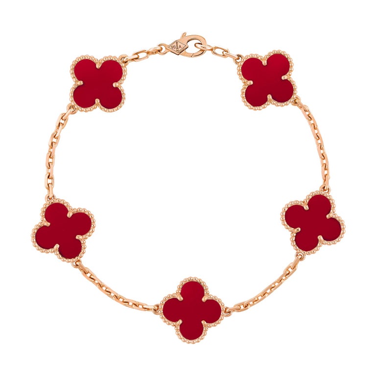 Van Cleef & Arpels Vintage Alhambra Bracelet Pink Gold with 5