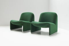 Sillas vintage Alky en tela verde original de Giancarlo Piretti para Castelli
