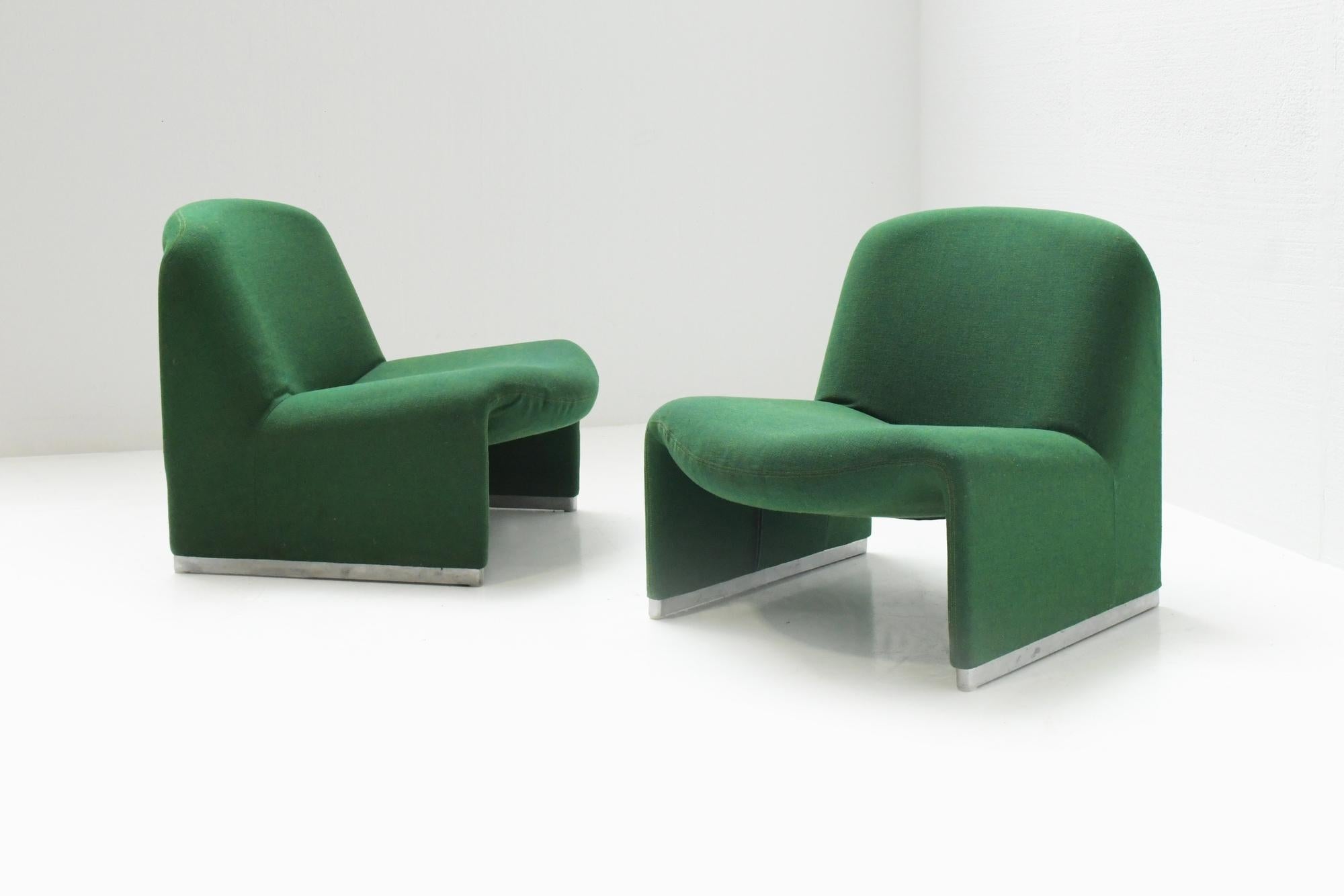 Mid-Century Modern Vintage Alky chairs in original green fabric by Giancarlo Piretti for Castelli