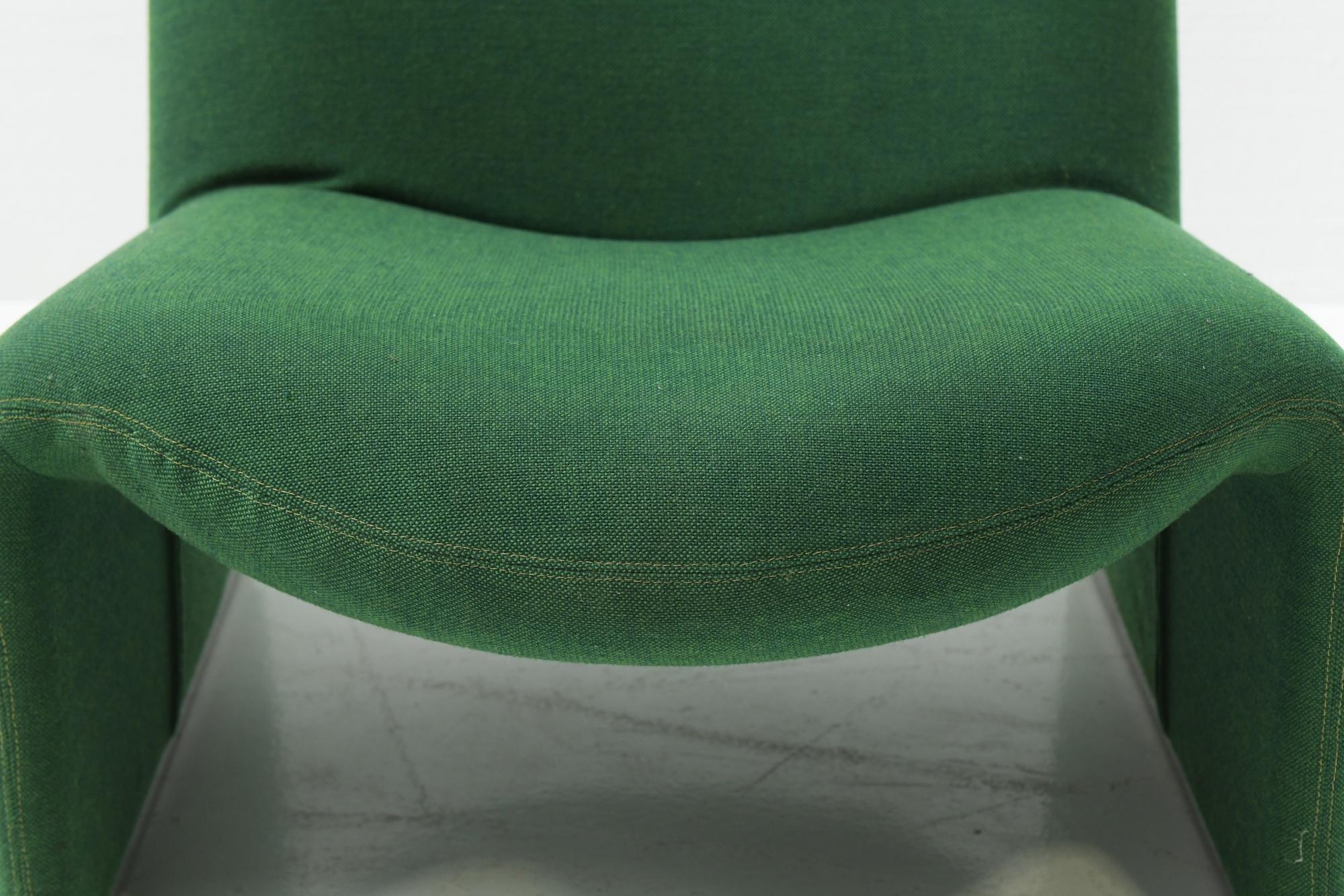 Fabric Vintage Alky chairs in original green fabric by Giancarlo Piretti for Castelli